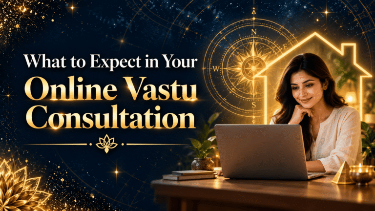 Woman attending an online Vastu consultation on a laptop